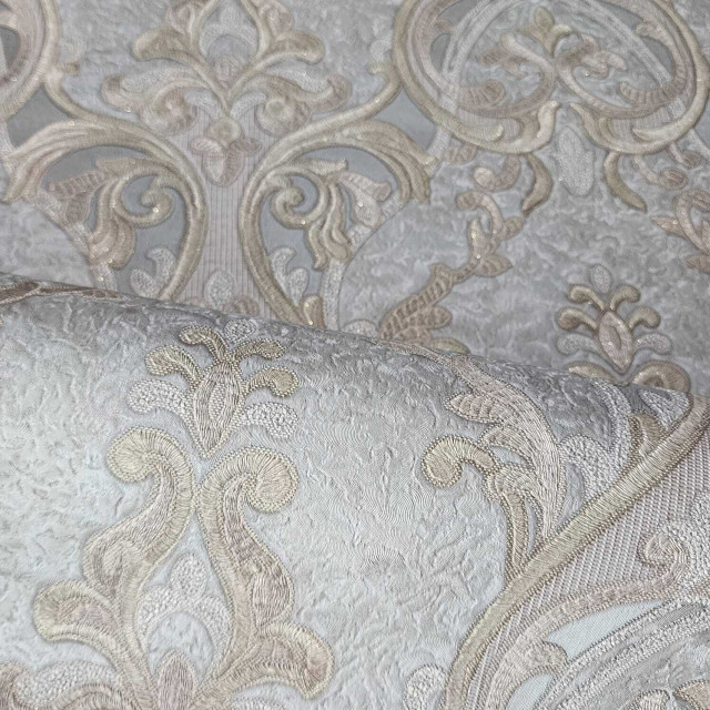 Victorian silver gray brass gold metallic ogee damask textured ...