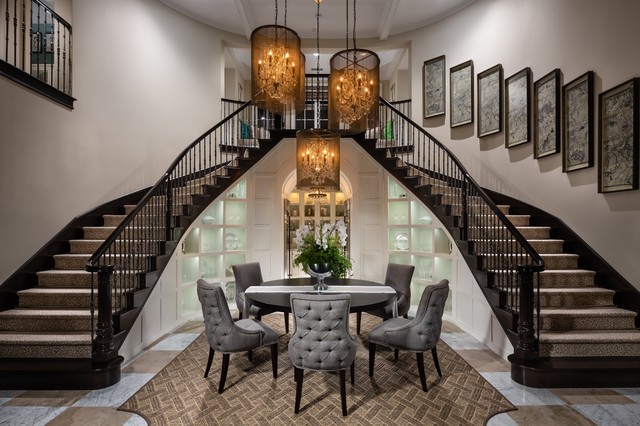 Transitional Staircase classique-chic-escalier