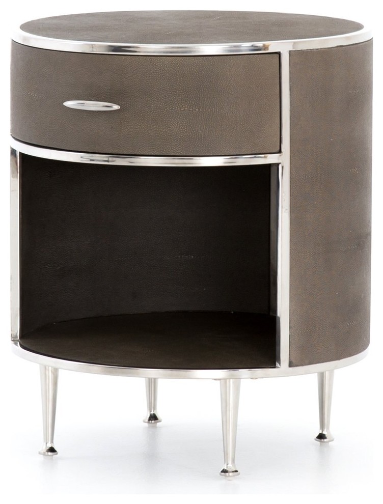 Azalea Round Nightstand Stainless Steel Contemporary