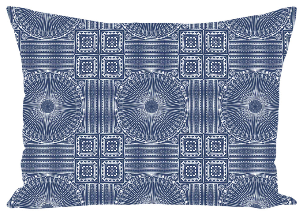 Gujarat Bandhani Blue Throw Pillow, 20x20 Contemporary Decorative