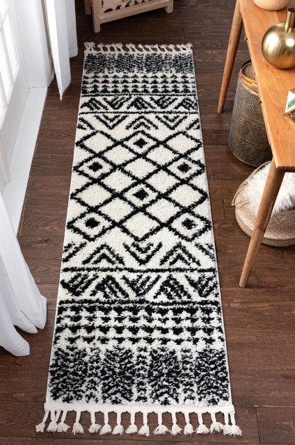 Well Woven Melody Tayanna Tribal Moroccan Ivory Shag Area Rug, 2'7"x9'10" Runner