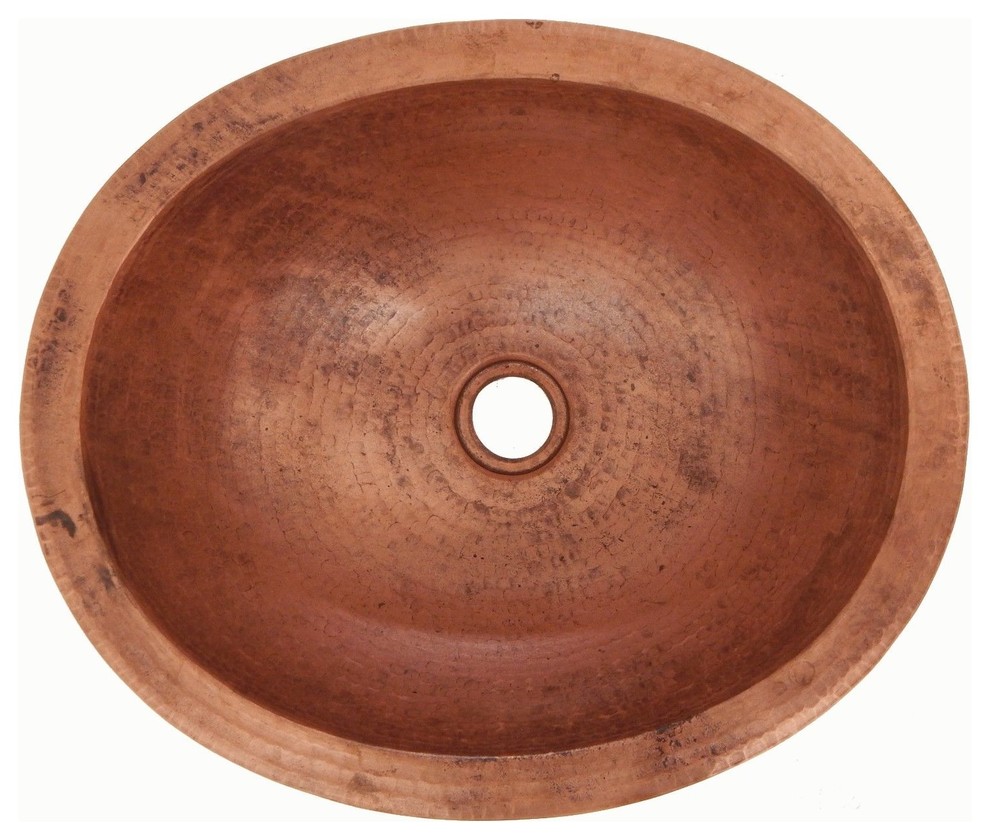 Mexican Copper Sink DropIn Bathroom Sinks 16"x13" Natural Patina