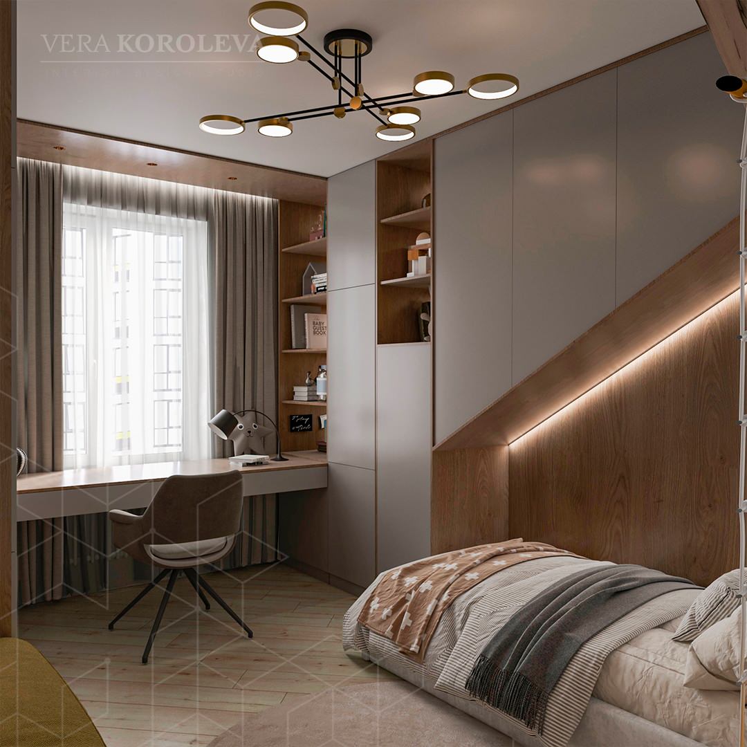 Дизайн-проект двухкомнатной  квартиры с золотыми акцентами в ЖК "Q-Мир"