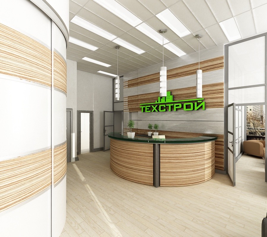 Дизайн-проект офиса "Техстрой" 2018 год. Ресепшин.