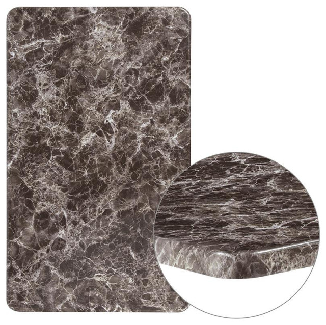 24x42 Rectangular Laminate Table Top, Gray Marble