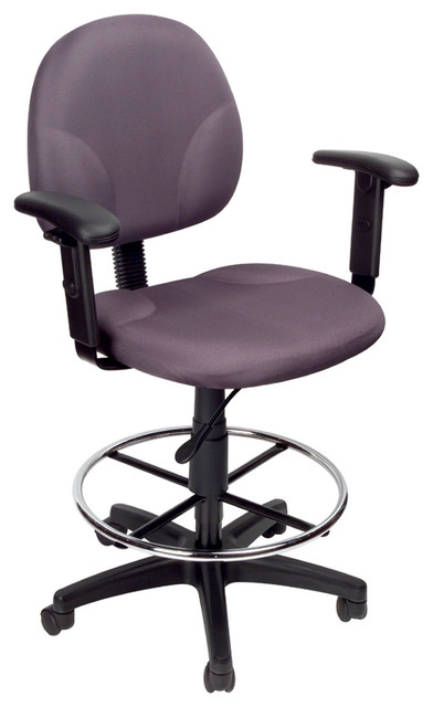 Boss Chairs Boss Gray Fabric Drafting Stools With Adjustable Arms and Footring
