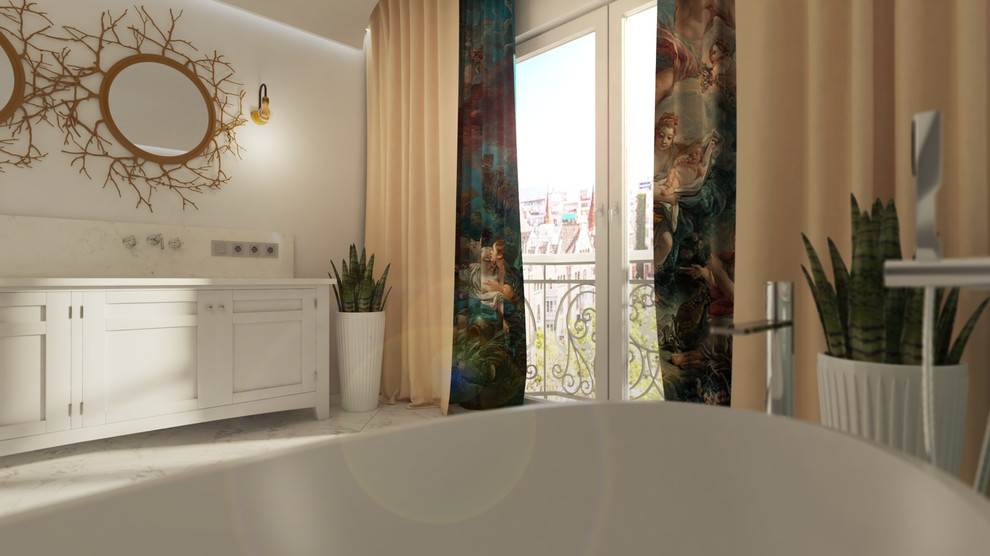 Санузел в квартире для молодой пары.