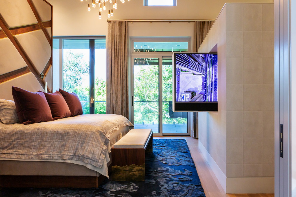 Design ideas for a modern bedroom in Austin.