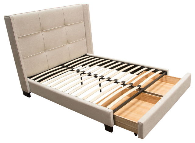 Beverly Queen Bed With Footboard Storage, Sand