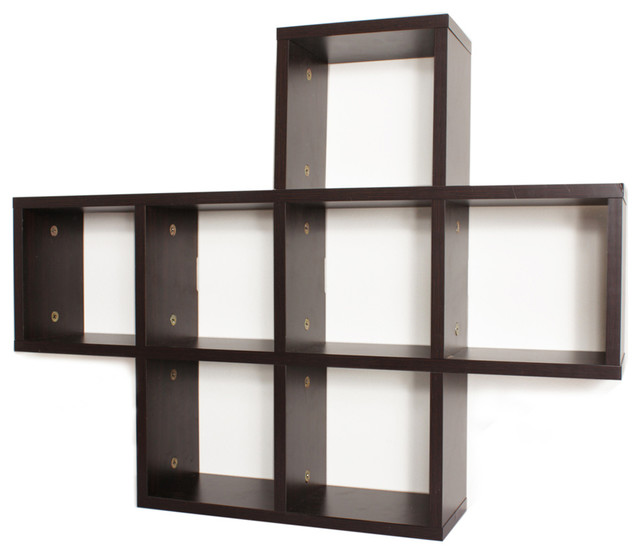 Cubby Laminated Walnut Veneer Shelving Unit Transitional Display And Wall Shelves by Danya B