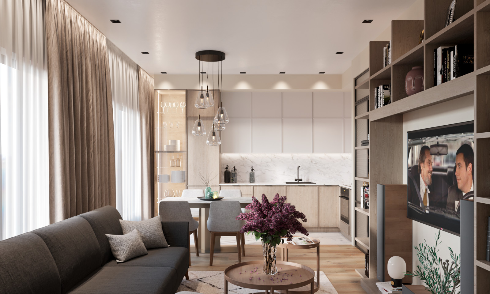 Визуализация квартиры в бежевых тонах