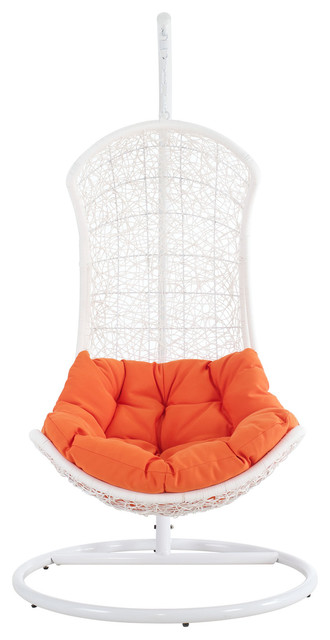 2-Pc Outdoor Lounge Chair Set in White and Orange