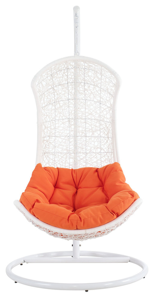 2-Pc Outdoor Lounge Chair Set in White and Orange
