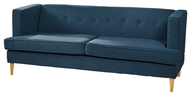 GDF Studio Milton Mid Century Modern Navy Blue Fabric Sofa