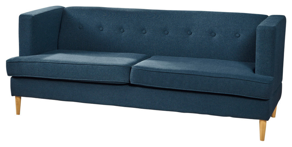 GDF Studio Milton Mid Century Modern Navy Blue Fabric Sofa