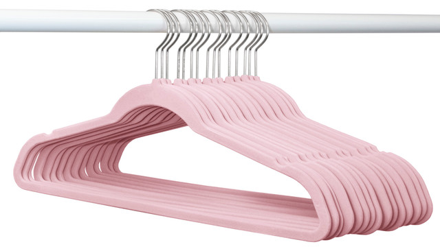 Closet Complete 50 Pack Velvet Hangers Light Pink with Chrome hooks