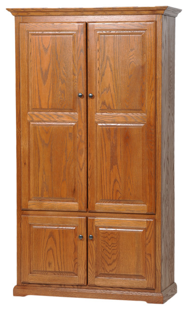 Extra Wide Oak Kitchen Pantry - Transitional - Pantry Cabinets - by ...