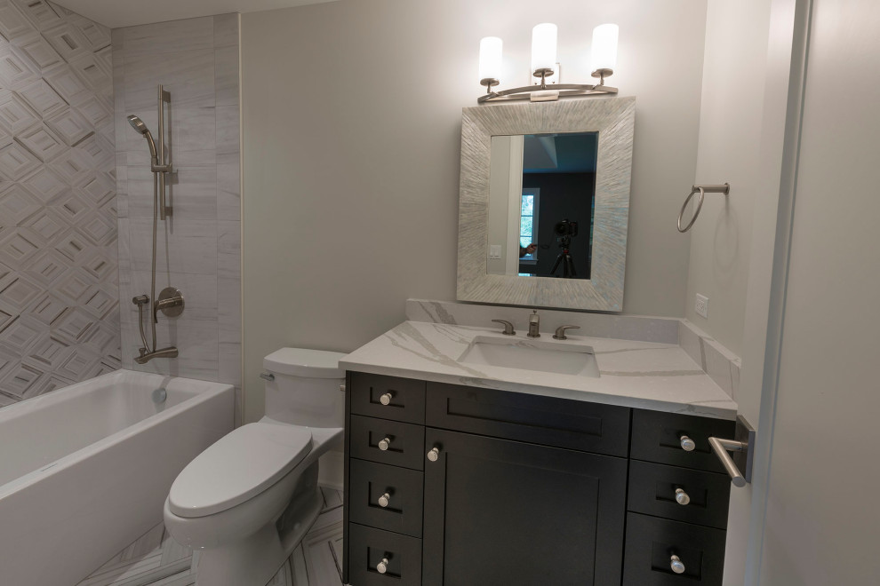 Example of a transitional home design design in Chicago