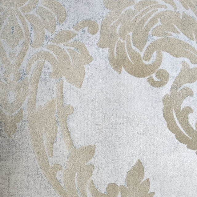 Beige Flocking Wallpaper flocking rustic beige Flocked vintage damask velvet ...
