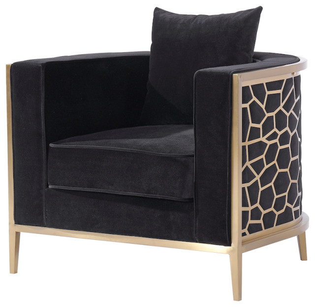 Genesis II Black and Gold Accent Chair Contemporary Armchairs And