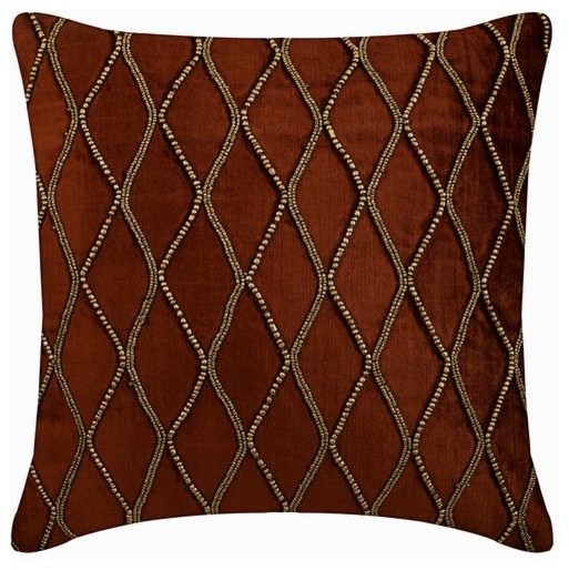 Orange Throw Pillow Cover Gold Bead Velvet Sumac Throw Pillow Cover Gold Bead Velvet