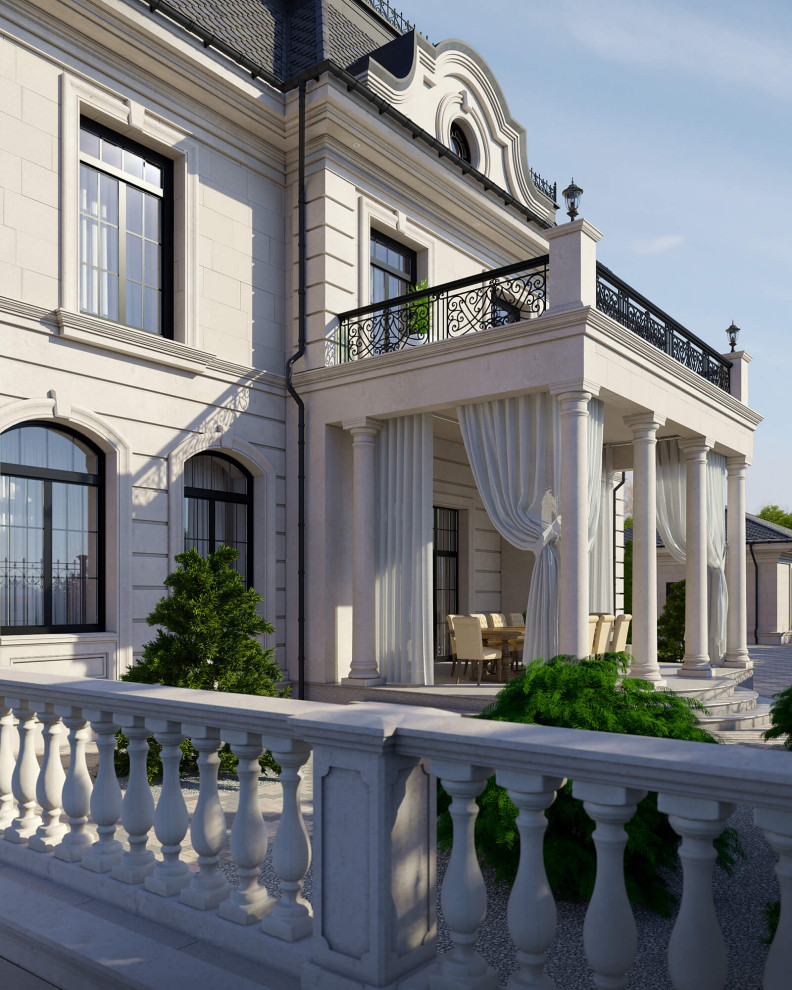 Архитектурный проект жилого дома с бассейном в классическом стиле. 1100кв.м.