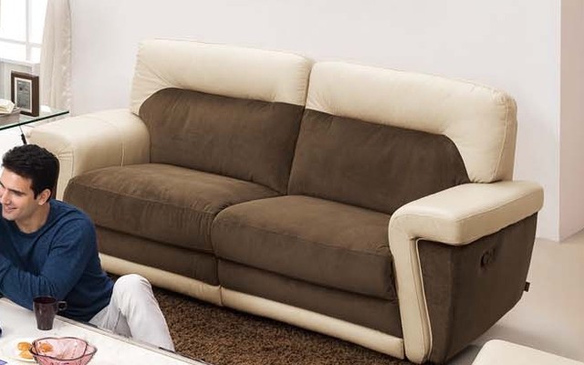 Karissa Italian Leather And Microfiber Sofa
