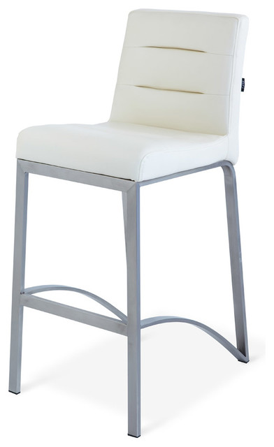 Lynx Counter Height Contemporary Stool With Metal Base, Cream