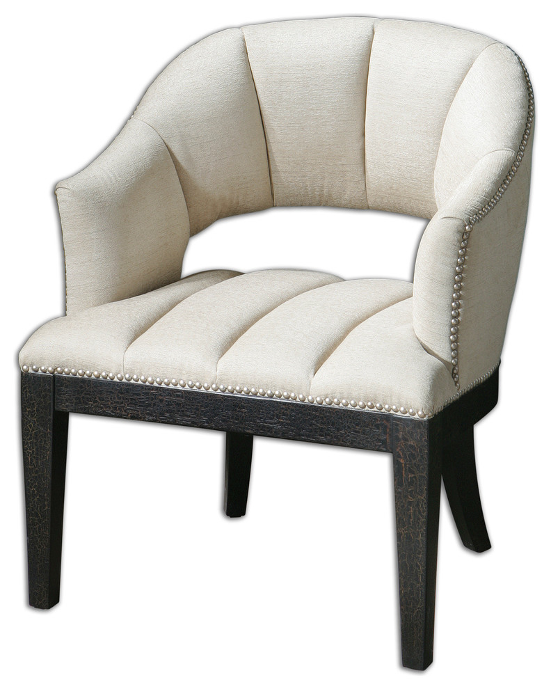 Bovary White Tufted Armchair