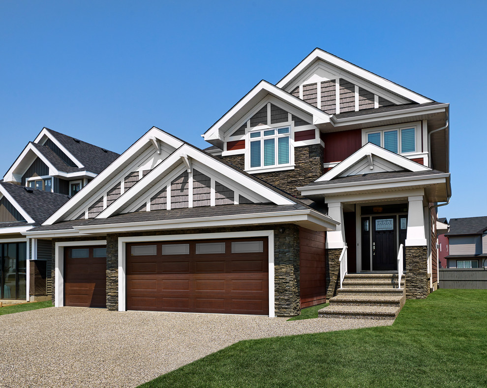 Design ideas for a traditional two-storey exterior in Edmonton.