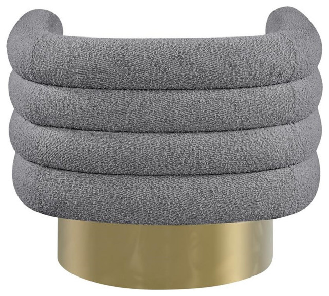 Pemberly Row Contemporary Boucle Fabric Swivel Accent Chair in Gray ...