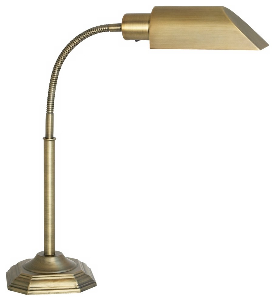OTT-LITE Alexander Brass Energy Saving Gooseneck Desk Lamp