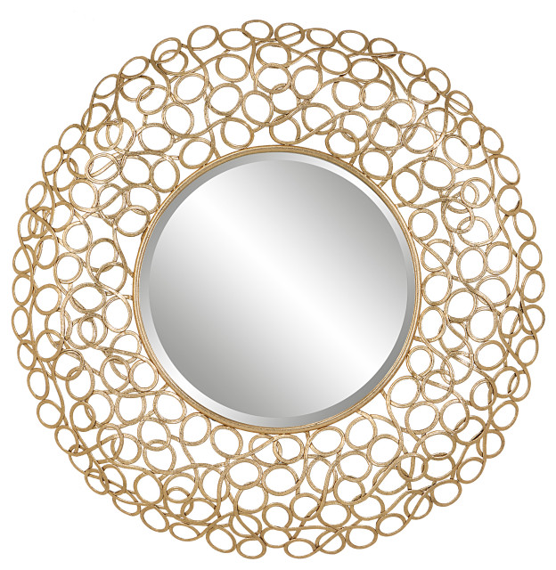 Swirl Round Gold Mirror Contemporary Wall Mirrors by Ownax Houzz