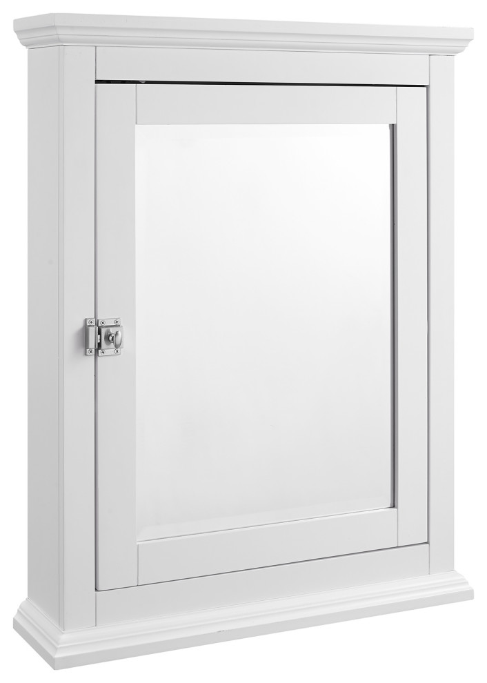 Wooden Medicine With Mirrored Door Storage, White Traditional