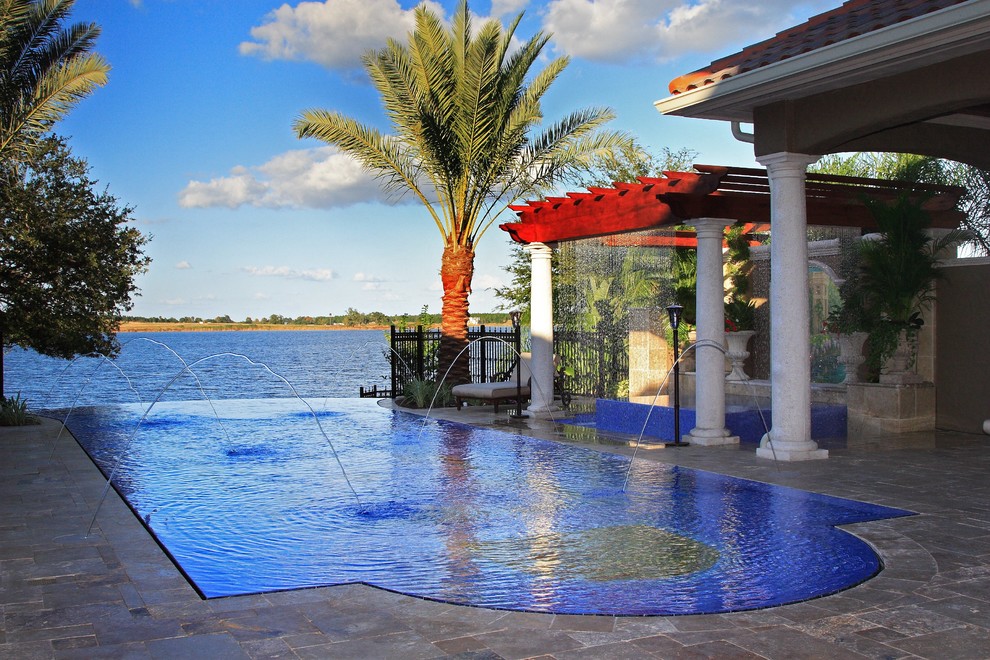 This is an example of a mediterranean infinity pool in Orlando.