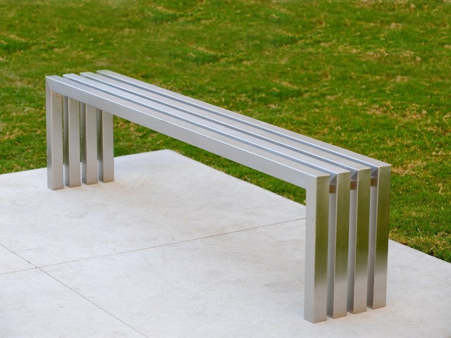 Linear Stainless Steel Bench | Sarabi Studio Austin, TX