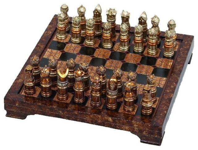 polystone chess set, 33-piece set - modern - board games and card polystone chess set, 33-piece set - modern - board games and card