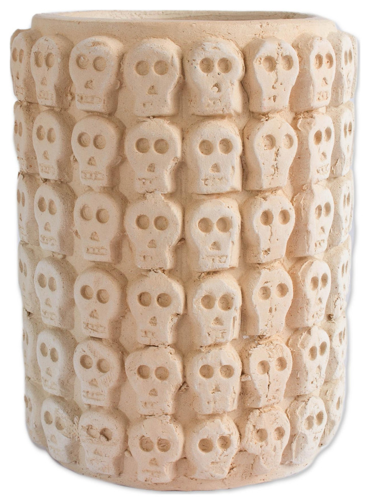 Novica Handmade Rows Of Skulls Ceramic Flower Pot