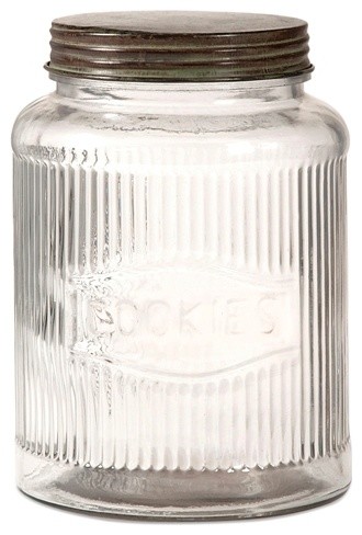 Vintage Look Glass Cookie Jar With Lid