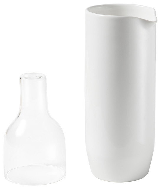 Crudo Ceramic Water Jug With Glass Top Contemporary Pitchers by