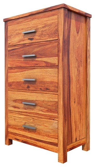 Flagstaff Rustic Solid Wood Tall Bedroom Dresser Chest With 5