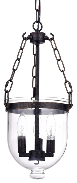 Belita 3 Light Antique Bronze Finish, Rustic Glass Lantern Light Fixture