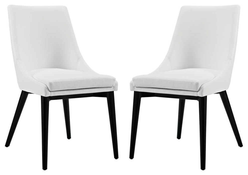 Viscount Dining Side Chairs Faux Leather, Set of 2, White