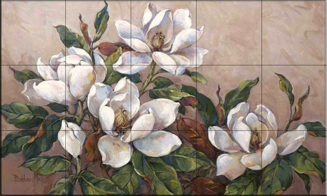 Tile Mural, Magnolia Inspiration by Barbara Mock