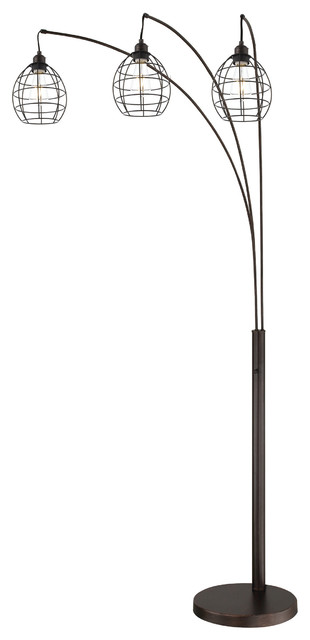 Kaden Floor Lamp Industrial, Lite Source Deion 3 Light Hanging Arc Floor Lamp