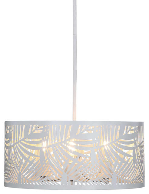 Palmier 3 Light Outdoor Pendant Or Chandeller In White Powder Coat