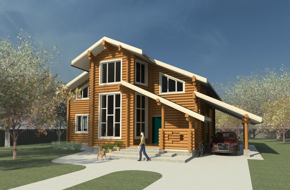 Дом из оцилиндрованного бревна ОБ-229