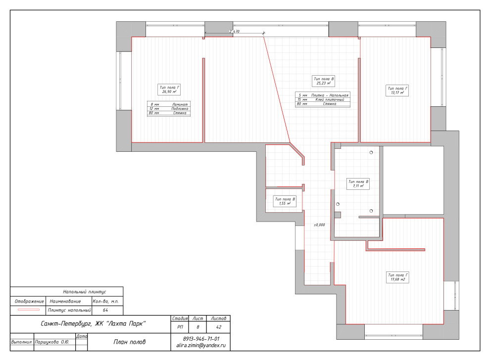 Дизайн-проект в ЖК Лахта-Парк (комплект чертежей)