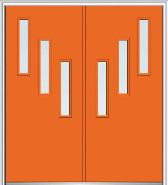 Clear LowE 3Lite Vertical Fiberglass Smooth Double Door, 74"x81.75