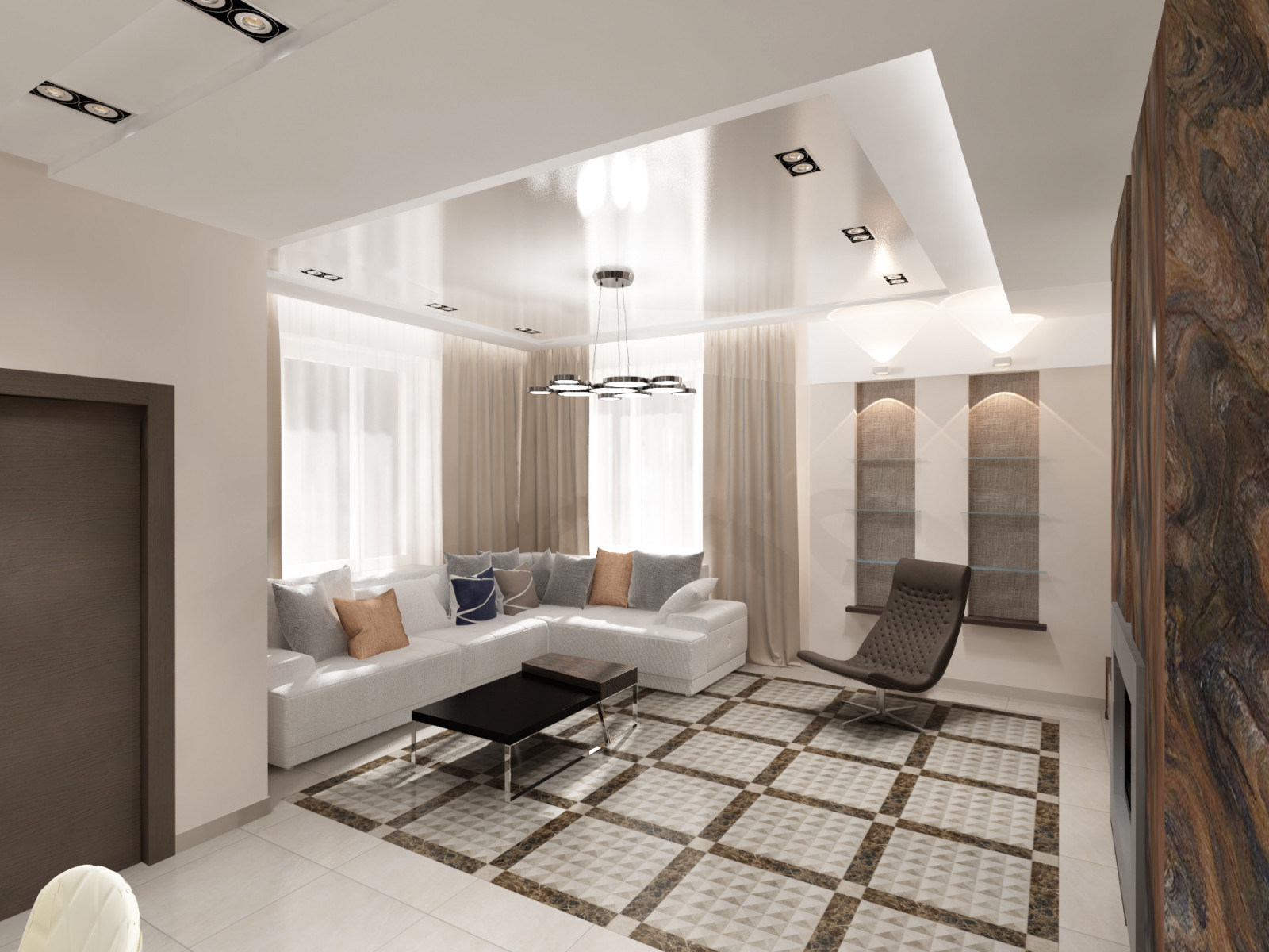 Дизайн-проект интерьеров коттеджа в ср\овременном стиле